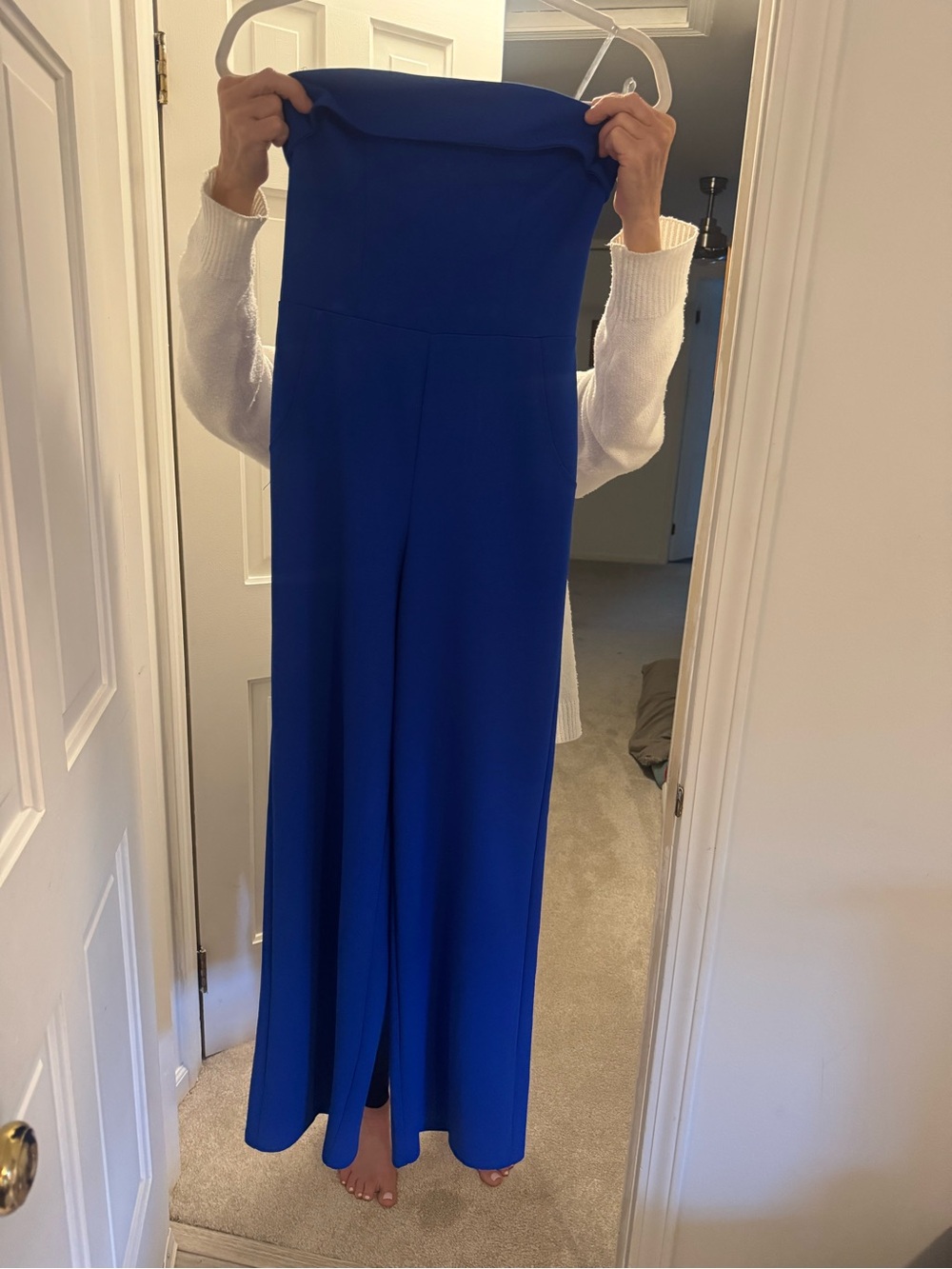 Strapless Wide-Leg Jumpsuit in Cobalt Blue - Picture 2 of 2